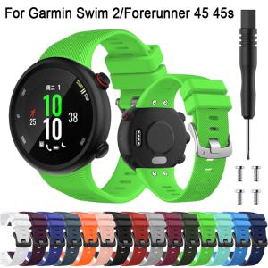 Garmin Forerunner 45 45S Swim 2 용 교체 실리콘 시계 스트랩 스마트 워치 밴드 스포츠 발찌 액세서리 도