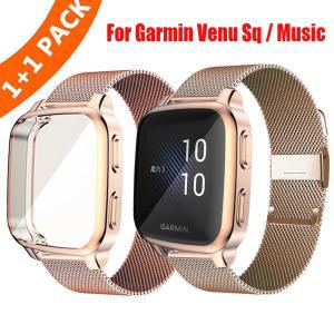 Garmin Venu Sq 2 스마트 워치 용 금속 스트랩 케이스 보호대 가민 액세서리