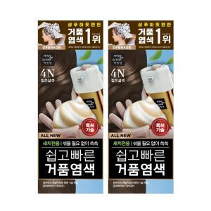 미쟝센 올뉴 쉽고빠른거품 염색약 4N짙은갈색, 80g, 2개