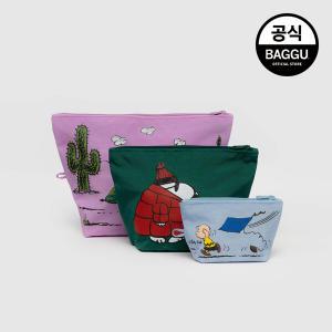 BAGGU 바쿠 고 파우치 3SET 스누피 피넛