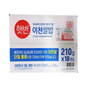 CJ 햇반 이천쌀밥 햇반 210g x18개 / 이천쌀 즉석밥