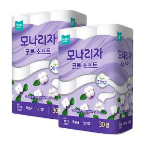 모나리자 코튼소프트 3겹 데코 30롤 2팩 휴지