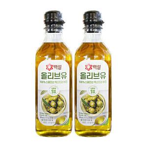 CJ제일제당 백설 압착 올리브유 엑스트라 버진 500ml 2개 기름 튀김 부침 오일