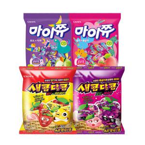 크라운 츄잉캔디 봉지 세트 (총 4봉 / 새콤달콤200g 2종 각1봉 + 마이쮸 284g 2종 각1봉)~_MC