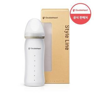 [더블하트] 실리콘 코팅 노꼭지 유리젖병 240ml