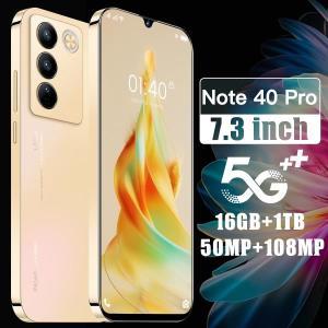 2024 노트 40 프로 스마트폰 5G 7.3 인치 HD 16G + 1TB 휴대폰, 듀얼 SIM 휴대폰, 50 + 108MP 6800mAh 안드