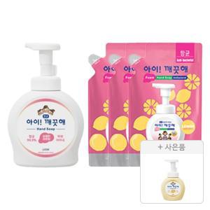 아이깨끗해 레몬, 490ml, 1개 + 리필, 450ml, 3개+증정(공용기, 250mL, 1개)