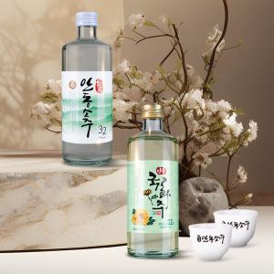 회곡양조장 전통주 선물세트(안동소주+국화주 32도 375ml 2병, 잔 2개)