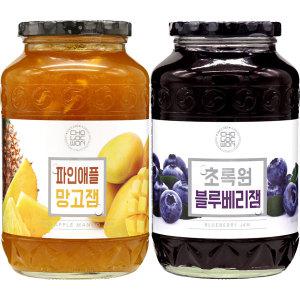 초록원 파인애플망고잼 1kg + 블루베리잼 1kg/과일잼