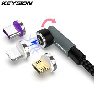 KEYSION 5A 마그네틱 USB 케이블 회전식 게임 케이블 고속 충전 유형 C 케이블 자석 충전기 데이터 마이크