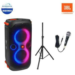 [오늘출발]JBL 파티박스110 블루투스스피커+고급형스피커스탠드+유선마이크 160W 버스킹 공연 행사 생활방수 휴대용 차박 캠핑 JBL PARTYBOX110