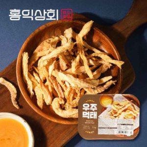 [홍익상회] 우주먹태 (소스포함) x 5팩 고단백 저칼로리 빠삭 바삭 손질 먹태 간식 술 맥주 안주 마른안주 캠핑음식 건어물