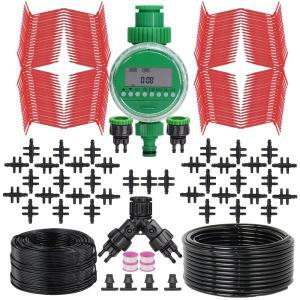 3/5mm 6 방향 호스 자동 물방울 급수 키트 식물 냄비에 대한 타이머 드롭퍼 이M 홈 온실 관개 장비