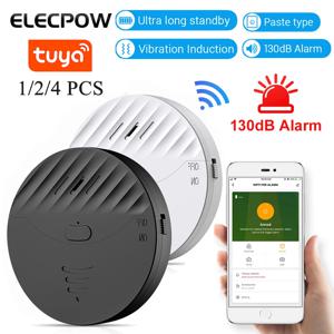 Elecpow Tuya 스마트 와이파이 창문 문짝 진동 경보 센서, 130dB 유리 파손 진동 도난 센서, 가정 안전 경보 감지기