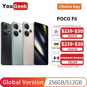 최신 POCO F6 글로벌 버전 스마트폰, Snapdragon 8s Gen 3 CrystalRes 120Hz Flow AMOLED 디스플레이, 90W 터보 충전, 50MP 카메라