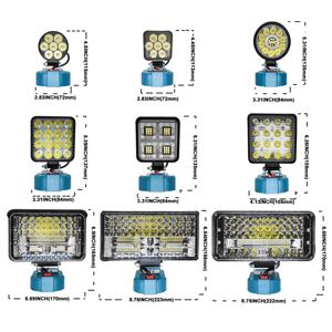 PATUOPRO LED 휴대용 작업 조명, 작업 현장, 휴대용 무선 스포트라이트, 충전식 손전등, 마키타 18V 배터리 (배터리 없음)