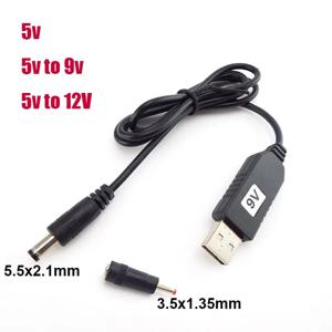 스텝 업 모듈 컨버터 전원 어댑터 케이블, USB 5V to DC 5V, 9V, 12V, 5.5mm, 3.5mm, 전원 부스트 라인, 2.1x5.5mm 플러그