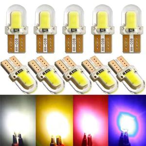 LED 자동차 인테리어 조명 번호판 램프, COB T10 LED 캔버스 다색 자동차 조명, 자동차 액세서리, T10 W5W 전구, 12V, 5 개, 10 개