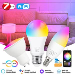 EWelink 와이파이 지그비 스마트 전구, Alice Smartthings용 스마트 램프, RGB 스마트 전구, AC 100-240V, E27, GU10, E14, Alexa LED 램프