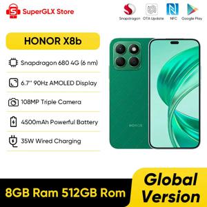 HONOR X8B 4G 스마트폰, 8GB RAM, 512GB ROM, 스냅드래곤 680, 6.7 인치, 90Hz 주사율 디스플레이, 108MP 카메라, 4500mAh 배터리, 신제품