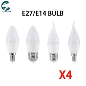 LED 전구 실내 따뜻한 차가운 백색 조명, LED 촛불 전구, 홈 데코 펜던트 조명, E14, E27, 3W, 6W, 9W, 12W, AC220V, 배치 당 4 개