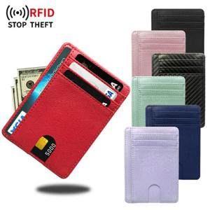 슬림 RFID 차단 가죽 지갑, 신용 ID 카드 홀더 지갑 돈 케이스 커버, 도난 방지, 남성 여성 패션 가방, 8 슬롯