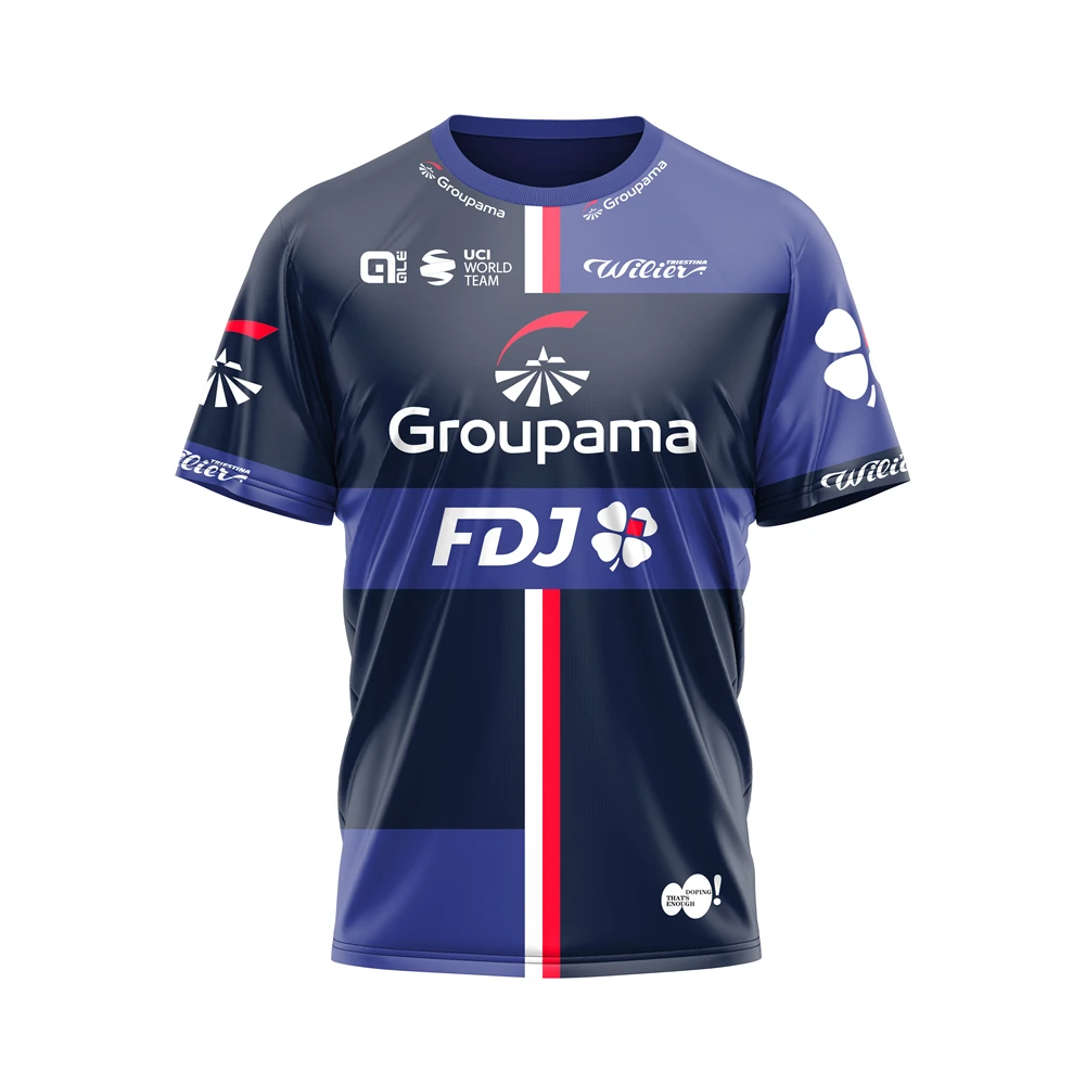 GROUPAMA-FDJ 2024 사이클링 저지 의류 티셔츠, 야외 스포츠 대회, 남녀공용 반팔 상의, 어린이 3D, 여름 신상