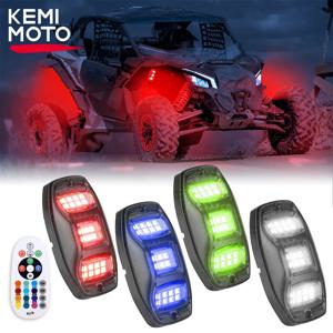 KEMIMOTO 4 포드 RGBW LED 앱 원격 제어, ATV SUV 오프로드 지프 골프 카트 트럭 보트 락 네온 언더글로우 라이트 키트