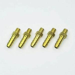 5 개 3mm 4mm 5mm 6mm 8mm 10mm OD 호스 바브 M3 M4 M5 M6 M8 M10 미터법 수나사 황동 파이프 피팅 커플러 커넥터 어댑터