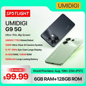 UMIDIGI G9 5G 스마트폰, 5G 휴대폰, 안드로이드 14, 8 코어, 6GB, 6GB, 128GB, 6.75 인치, 90Hz HD, 50MP, 5000mAh, 18W 충전