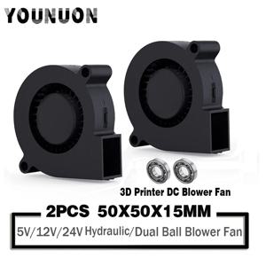 2PCS 5015 5cm DC 5V 12V 24V 2Pin 듀얼 볼/유압 베어링 브러시리스 냉각 터빈 송풍기 팬 50mm x 15mm 송풍기 쿨러 팬