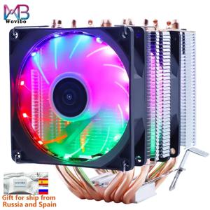 RGB CPU 쿨러 라디에이터, 무소음 PWM 4 핀 150W, 인텔 LGA 1150 1151 1155 1200 1700 2011 X79 X99 AM3 AM4 환풍기, 6 히트파이프