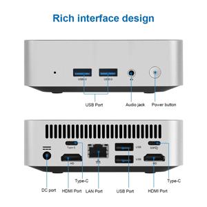 W6 선풍기 소형 미니 컴퓨터, 인텔 셀러론 N100 쿼드 코어, 최대 32GB DDR4 NVMe 와이파이 6 윈도우 11, 2 * HDMI LAN, 가정용 PC