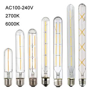 LED 필라멘트 전구, 관형 에디슨 전구, 긴 튜브, LED 전구, 100-240V, 6000K, 110V, 120V, 6500K, T10, T185, T225, T30, T300, 4W, 6W, 8W