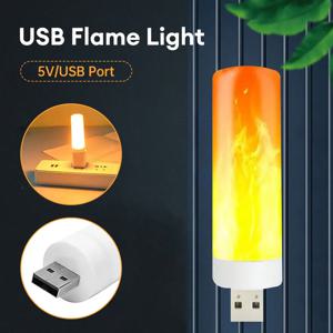 USB LED 불꽃 효과 조명, 불꽃 깜박이 촛불 라이트, 책 램프, 보조배터리 캠핑 램프, 휴일 분위기 조명, 집 장식