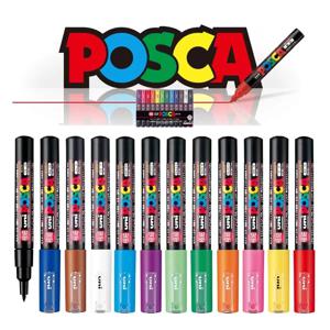 UNI 마커 펜 POSCA PC-1M POP 포스터 수성 광고 그래피티 마크 펜, 0.7 Nid 캐릭터, 밝고 다채로운, 1 개