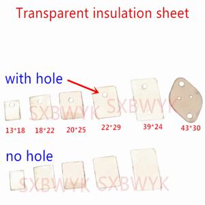 투명 절연 시트 운모 플레이트, 13X18 18X22 20X25 22X29 22X28 39X24 24X39 30X43 43X30 TO-220 TO3L TO247, 100 개