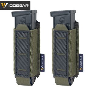 IDOGEAR 탄소 섬유 전술 맥 파우치, 빠른 배수, 미끄럼 방지, 경량, 9mm 단일 캐리어 MOLLE 호환, 2 개 3589