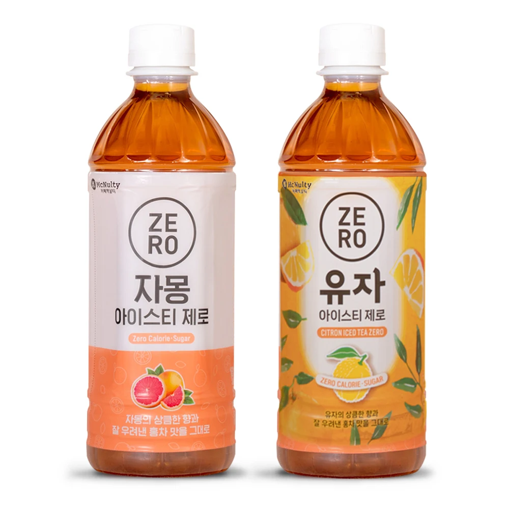 맥널티 아이스티 제로칼로리 음료 500ml (유자12개입+자몽12개입)