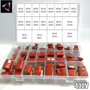 400V 165 Pcs/Box 24 유형 104 473 334 103 684 474 224 155 125 105 335 225 475 275 CBB 금속 필름 커패시터 구색 키트