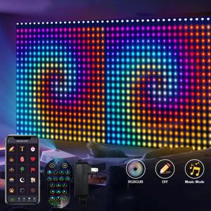 400 LED 스마트 커튼 라이트, DIY 앱 커튼 스트링 라이트, DIY 그림 텍스트 LED 디스플레이, 스마트 페어리 라이트 화환, 2X2, 3X3M