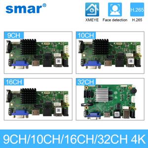 Smar-CCTV 9CH 10CH 16CH 32CH 4K NVR 마더 보드, H.265 + 네트워크 비디오 레코더 5MP 8MP IP 카메라 지원 얼굴 감지 ONVIF