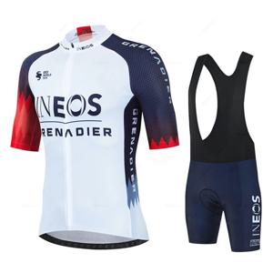 Ineos 남성용 반팔 사이클링 저지 세트, 자전거 의류, MTB Maillot Ropa Ciclismo 운동복, 파란색 자전거 세트, 2024 여름