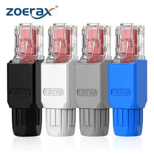 ZoeRax 도구가 필요 없는 RJ45 커넥터, CAT6A CAT5E CAT6 필드 터미네이션 플러그, RJ45 도구 적은 금도금 모듈러 플러그, 1 개