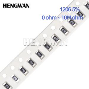 1206 5% SMD 저항기, 0R - 10M 1/4W 0 1 10 47 100 220 470 ohm 1K 2.2K 4.7K 10K 100K 1R 10R 100R 150R 220R 330R 470R 1, 100 개 M