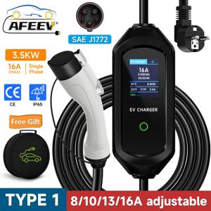 AFEEV 휴대용 EV 충전기 타입 1 SAE J1772 전기차 충전기 EVSE 고속 충전 월박스 EV 충전 스테이션, 3.5KW 16A 1 상