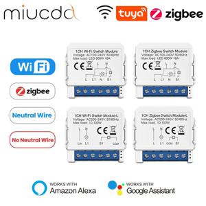 MIUCDA 투야 와이파이 지그비 스마트 조명 스위치 모듈 전환 차단기, 중립/비중립 와이어 제어, 알렉사 구글 홈과 작동