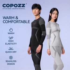 COPOZZ 남녀공용 겨울 스키 보온 속옷 세트, 통기성 빠른 건조 운동복, 스키 보온 속옷, 롱 존스