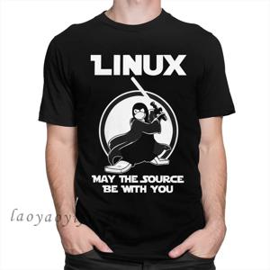 프로그래머 컴퓨터 개발자 Geek Nerd Man T 셔츠 Funny Linux Tee Men May The Source Be with You Tops Ropa Hombre