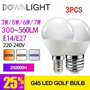 3PCS Led 전구 G45 E27 E14 AC 220V-240V LED 램프 3W 5W 6W 7W 따뜻한 차가운 흰색 일광 램프 조명 거실